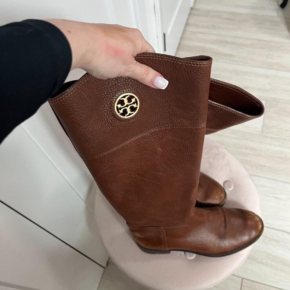 Tory Burch Brown Leather Riding Boots Size 9 - Picture 5 of 9